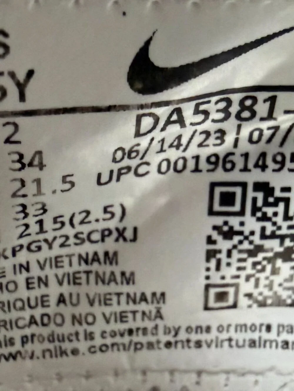 Nike Court Legacy PS White Pink Foam Kids Sneakers Sz 2.5Y Lace & Velcro Strap